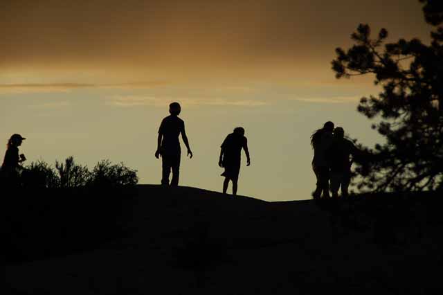 silhouette of kids